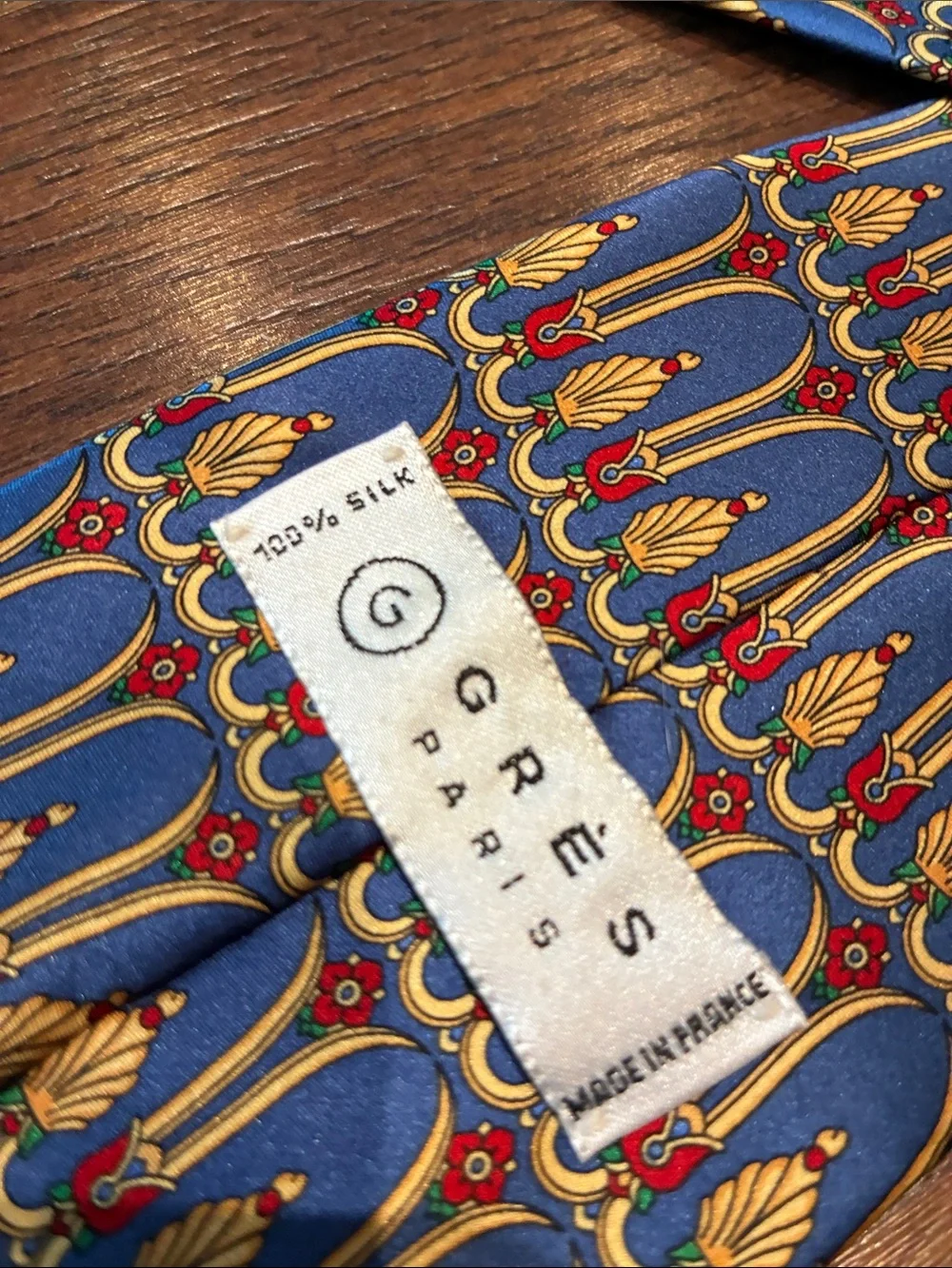 Regal Blue Patterned Men's Tie with Gold Accents
